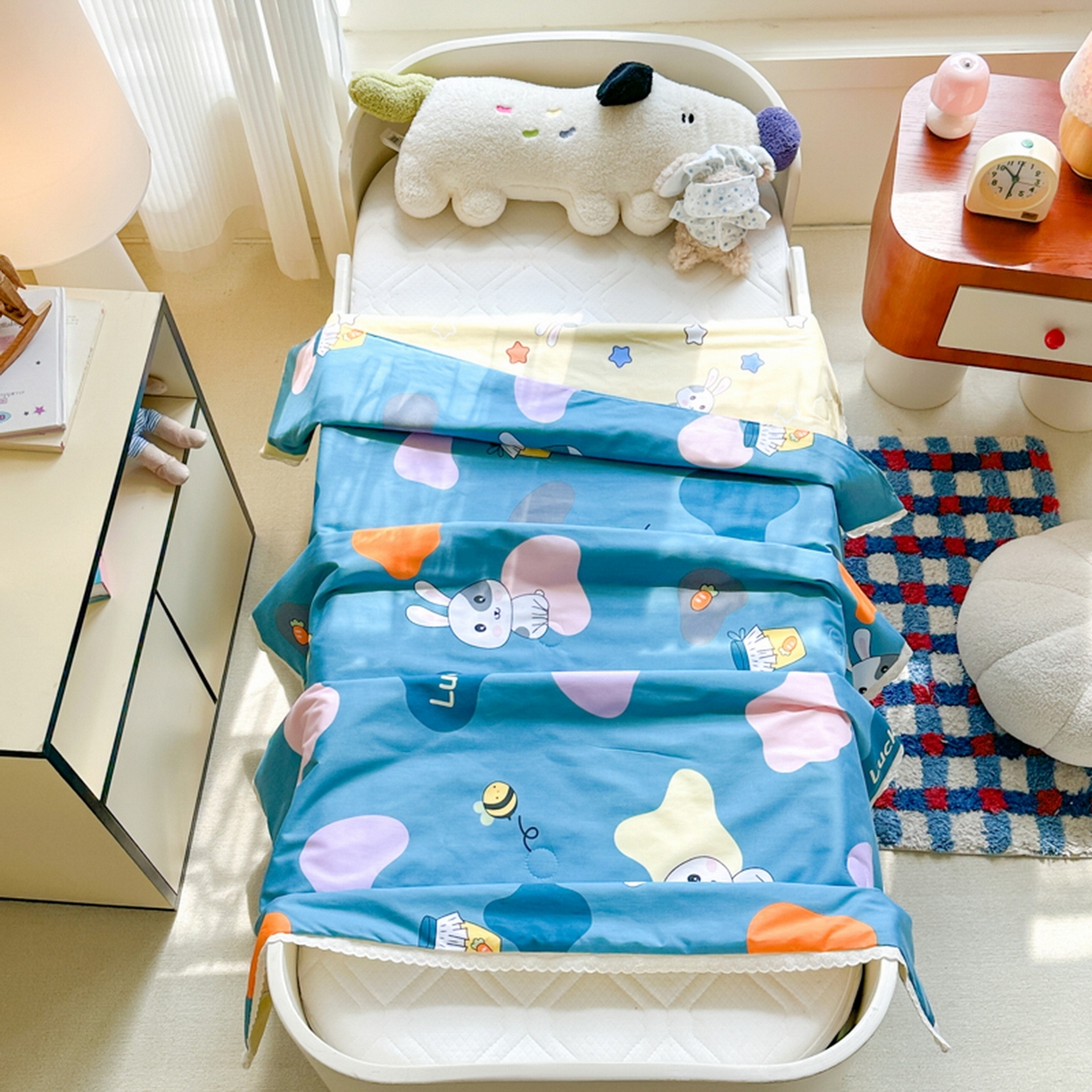 春妮家纺 2026新款全棉花边儿童幼儿园小被子夏被空调被夏凉被 小兔乖乖