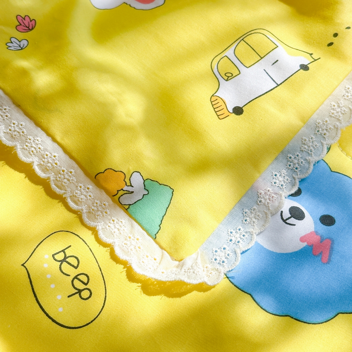 91家纺网 家纺一手货源 找家纺 春妮家纺 2026新款全棉花边儿童幼儿园小被子夏被空调被夏凉被 动物乐园