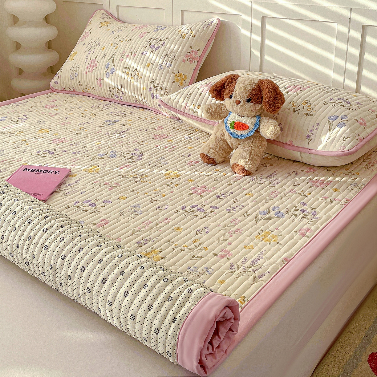 91家纺网 家纺一手货源 找家纺 纽缦家纺 2026新款A类105g仿棉古法水洗棉床垫 聆风