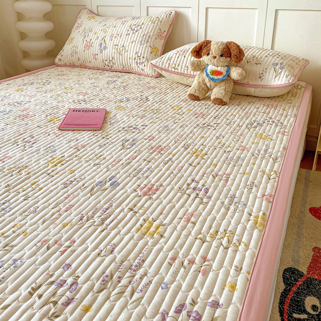 91家纺网 家纺一手货源 找家纺 纽缦家纺 2026新款A类105g仿棉古法水洗棉床垫 聆风