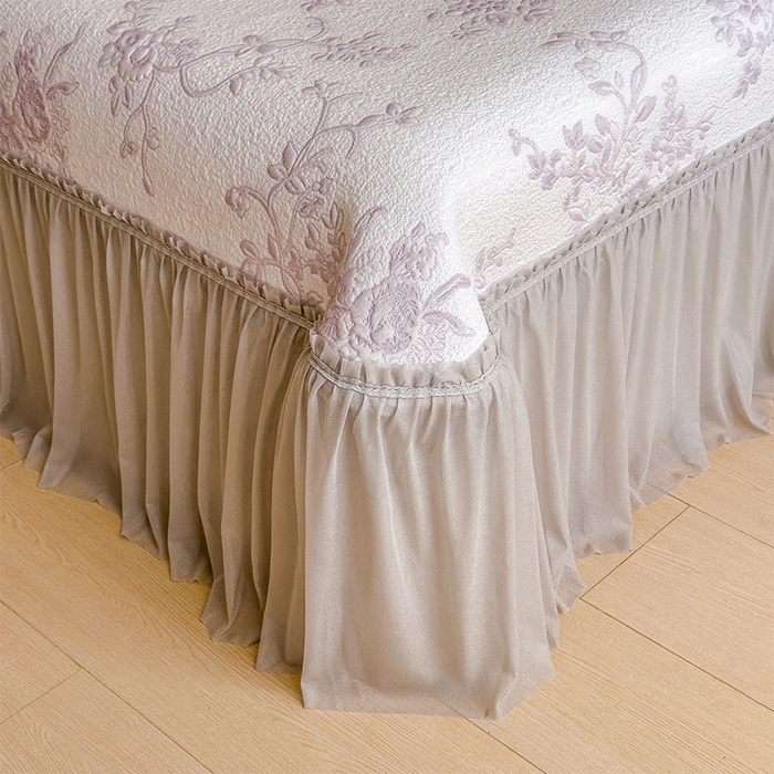 91家纺网 家纺一手货源 找家纺 莱家富 2026新款A类母婴级法式风冰豆豆凉席夏天冰丝席夏季可机洗家用软席床裙款 思琳娜-淡雅紫