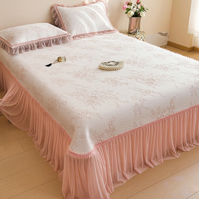 莱家富 2026新款A类母婴级法式风冰豆豆凉席夏天冰丝席夏季可机洗家用软席床裙款 思琳娜-冰粉