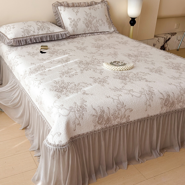 莱家富 2026新款A类母婴级法式风冰豆豆凉席夏天冰丝席夏季可机洗家用软席床裙款 思琳娜-豆咖