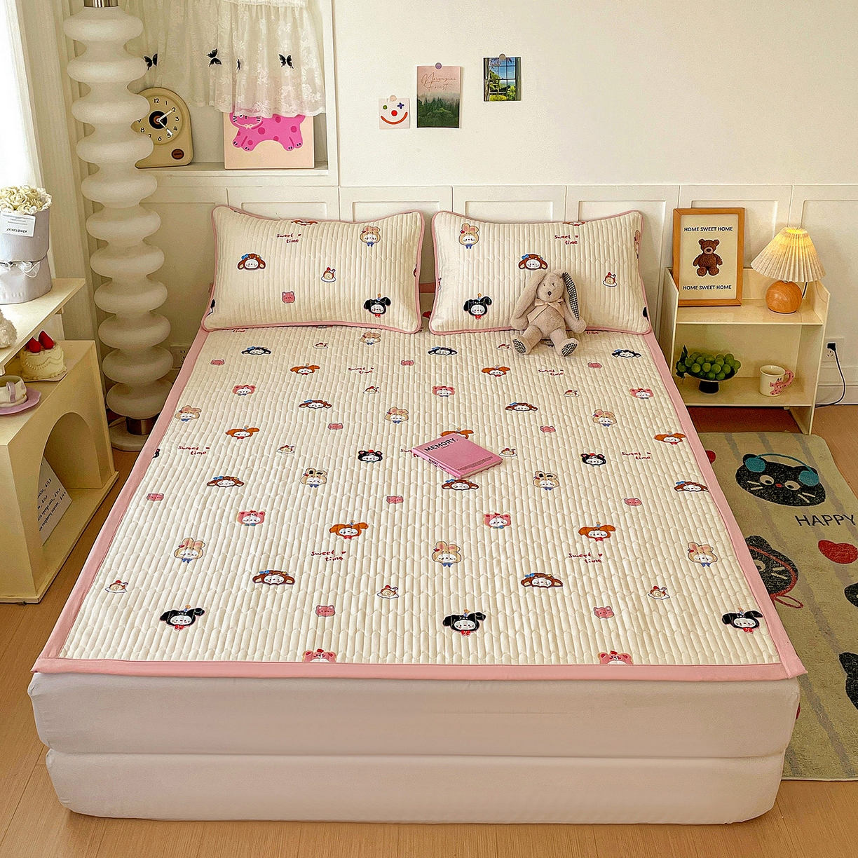 91家纺网 家纺一手货源 找家纺 纽缦家纺 2026新款A类105g仿棉古法水洗棉床垫 慕尼