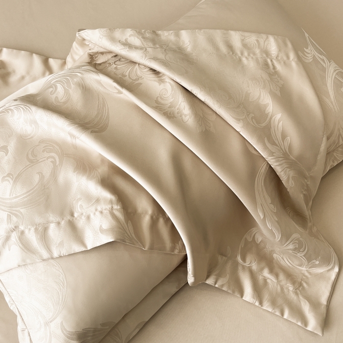 91家纺网 家纺一手货源 找家纺 金牛座家纺 2026春夏新款高精密大花位贡缎提花四件套-赫拉 赫拉-香槟