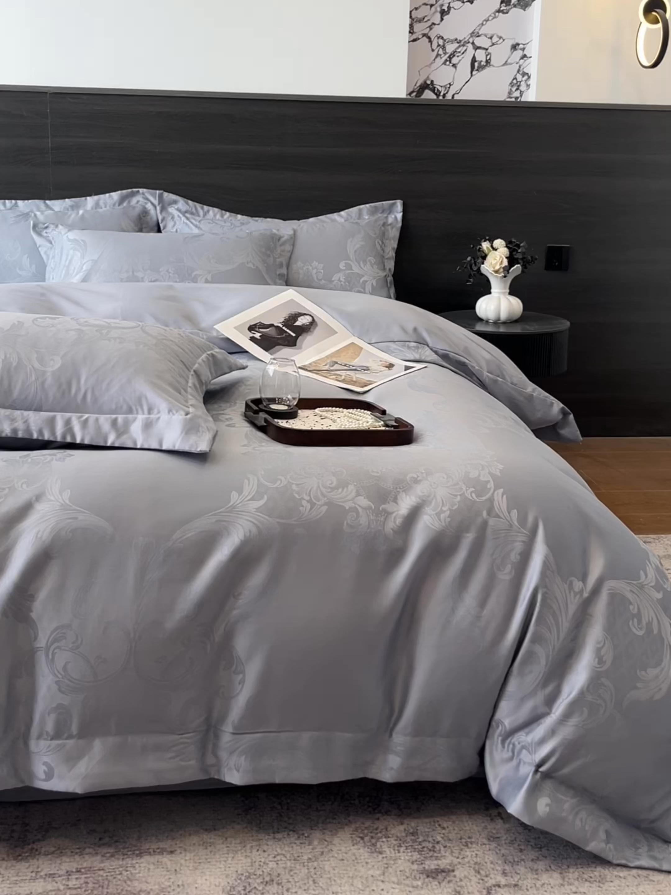 91家纺网 家纺一手货源 找家纺 （总）金牛座家纺 2026春夏新款高精密大花位贡缎提花四件套-赫拉