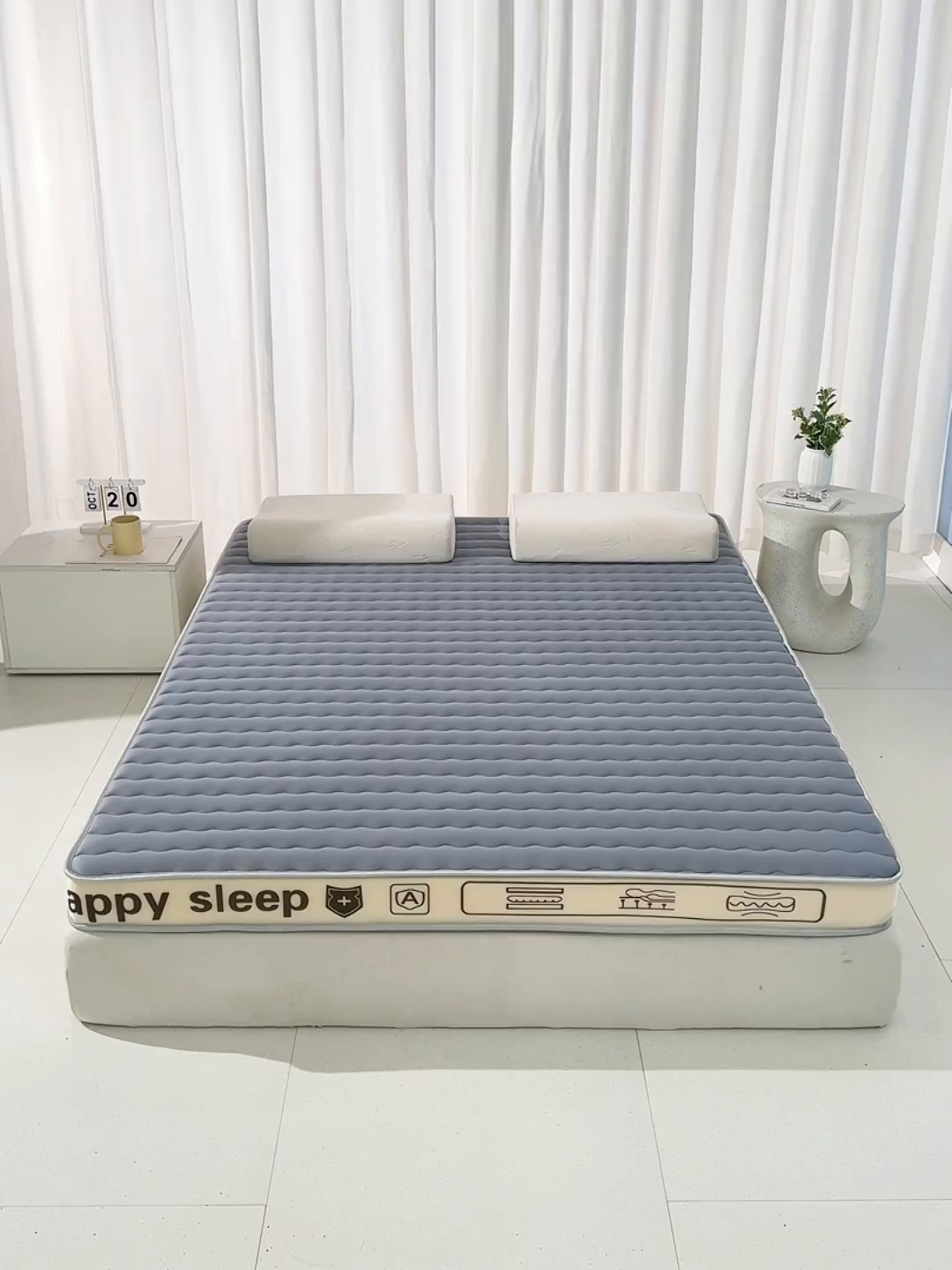 91家纺网 家纺一手货源 找家纺 顺发床垫 2026新款牛奶丝乳胶抗压棉床垫 H熊--灰-6cm