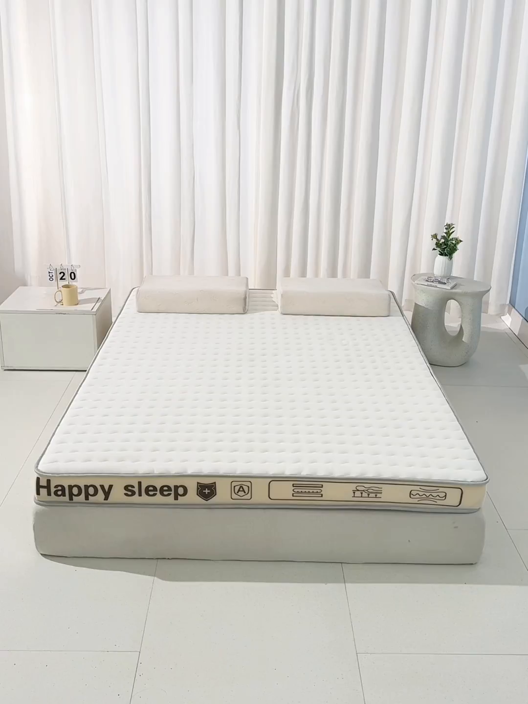 91家纺网 家纺一手货源 找家纺 顺发床垫 2026新款牛奶丝乳胶抗压棉床垫 H熊--白-10cm