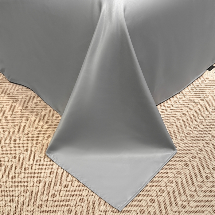 91家纺网 家纺一手货源 找家纺 金牛座家纺 2026春夏新款细斜纹贡缎亮丝提花重工刺绣四件套-爱恋 爱恋-灰