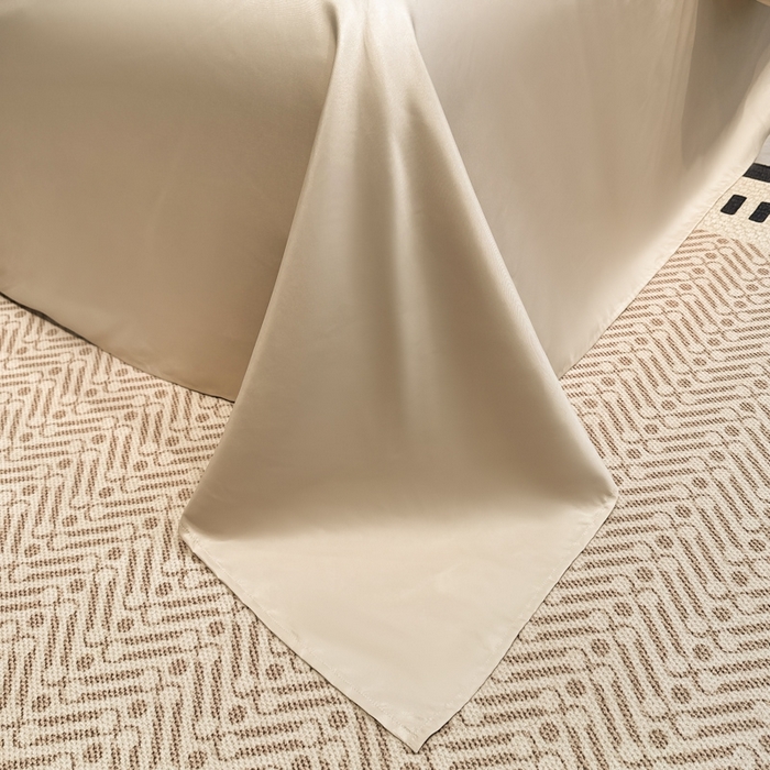 91家纺网 家纺一手货源 找家纺 金牛座家纺 2026春夏新款细斜纹贡缎亮丝提花重工刺绣四件套-爱恋 爱恋-香槟