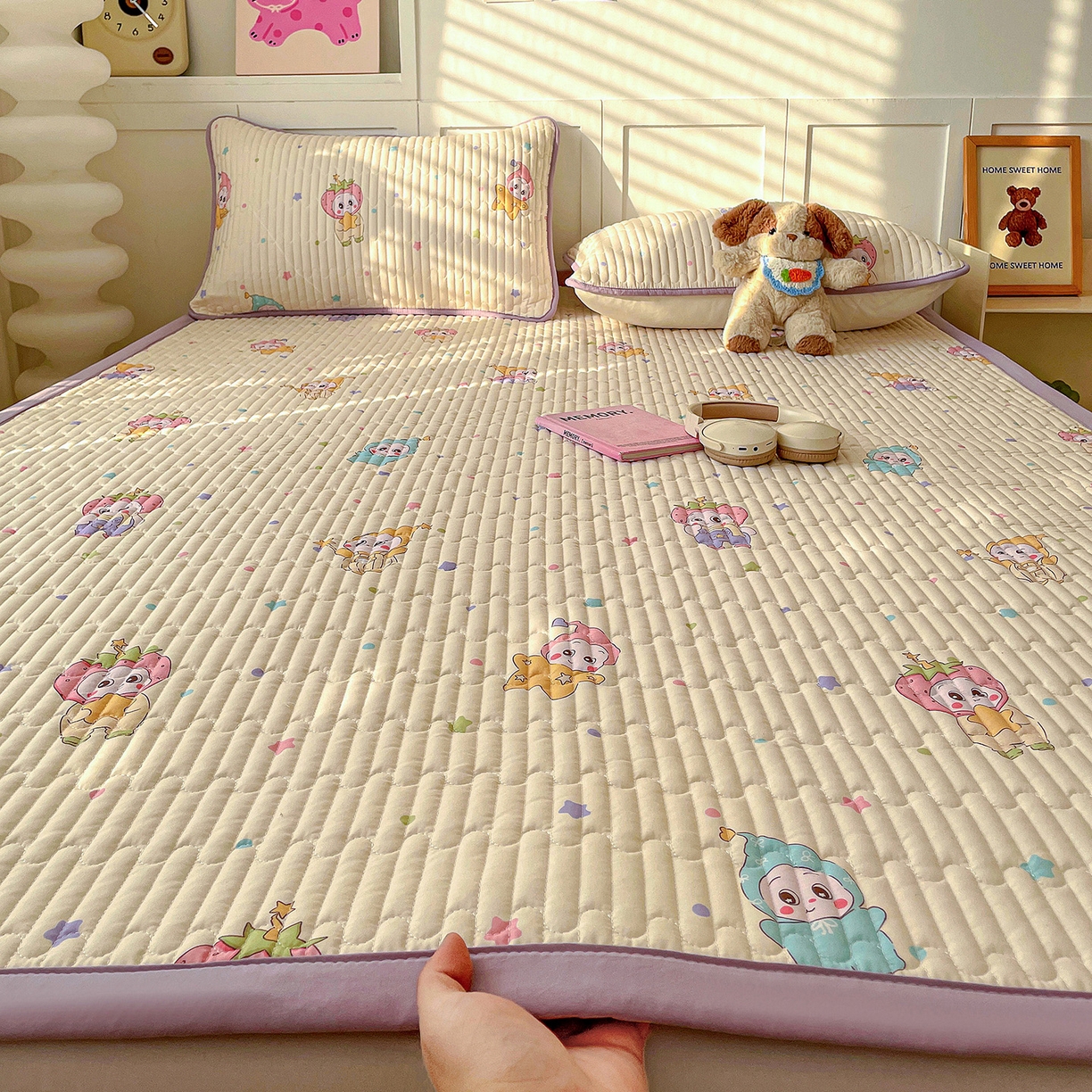 纽缦家纺 2026新款A类105g仿棉古法水洗棉床垫 星星