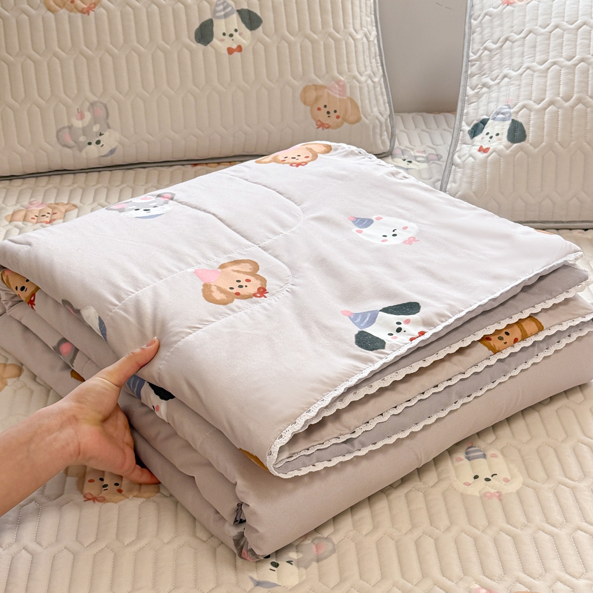 91家纺网 家纺一手货源 找家纺 （总）慕尚家纺 2026新款乳胶凉席夏被空调被夏凉被套装组合