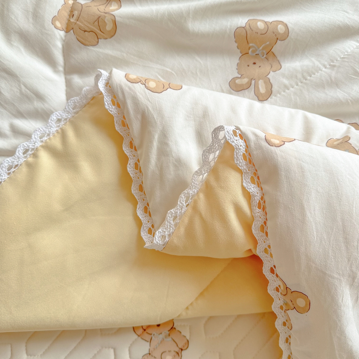 91家纺网 家纺一手货源 找家纺 慕尚家纺 2026新款乳胶凉席夏被空调被夏凉被套装组合 宝贝小熊