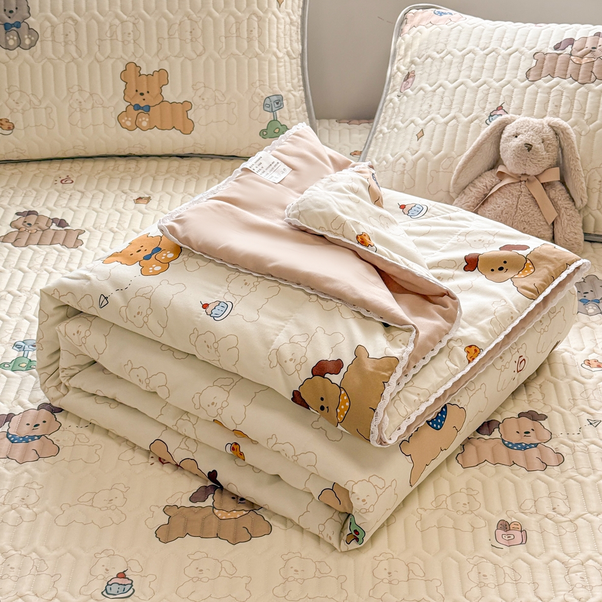 91家纺网 家纺一手货源 找家纺 慕尚家纺 2026新款乳胶凉席夏被空调被夏凉被套装组合 多宝