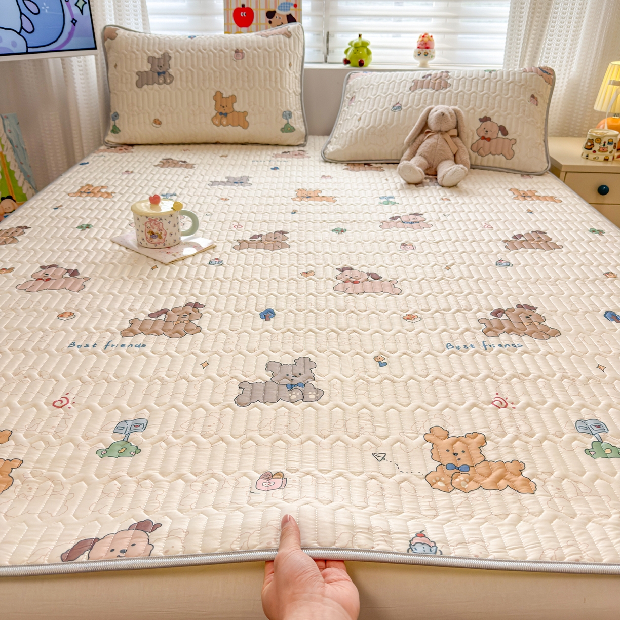 91家纺网 家纺一手货源 找家纺 慕尚家纺 2026新款乳胶凉席夏被空调被夏凉被套装组合 多宝