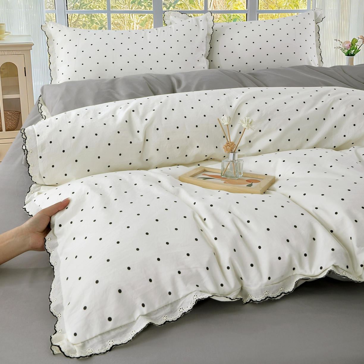 91家纺网 家纺一手货源 找家纺 （总）梦忧草 2026新款春夏新款法式花边小清新四件套仿棉云感纱三件套单被套单件