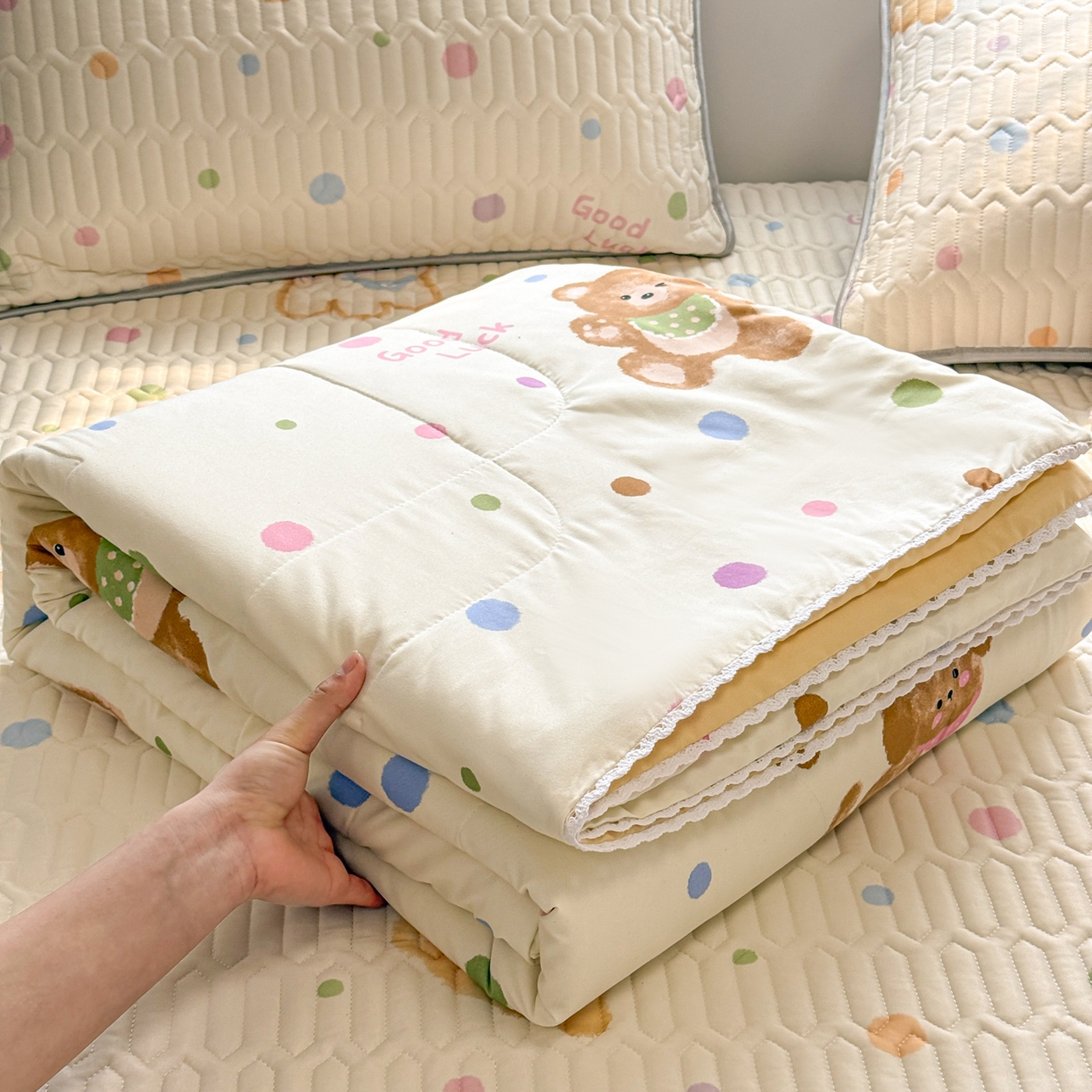 慕尚家纺 2026新款乳胶凉席夏被空调被夏凉被套装组合 多彩熊