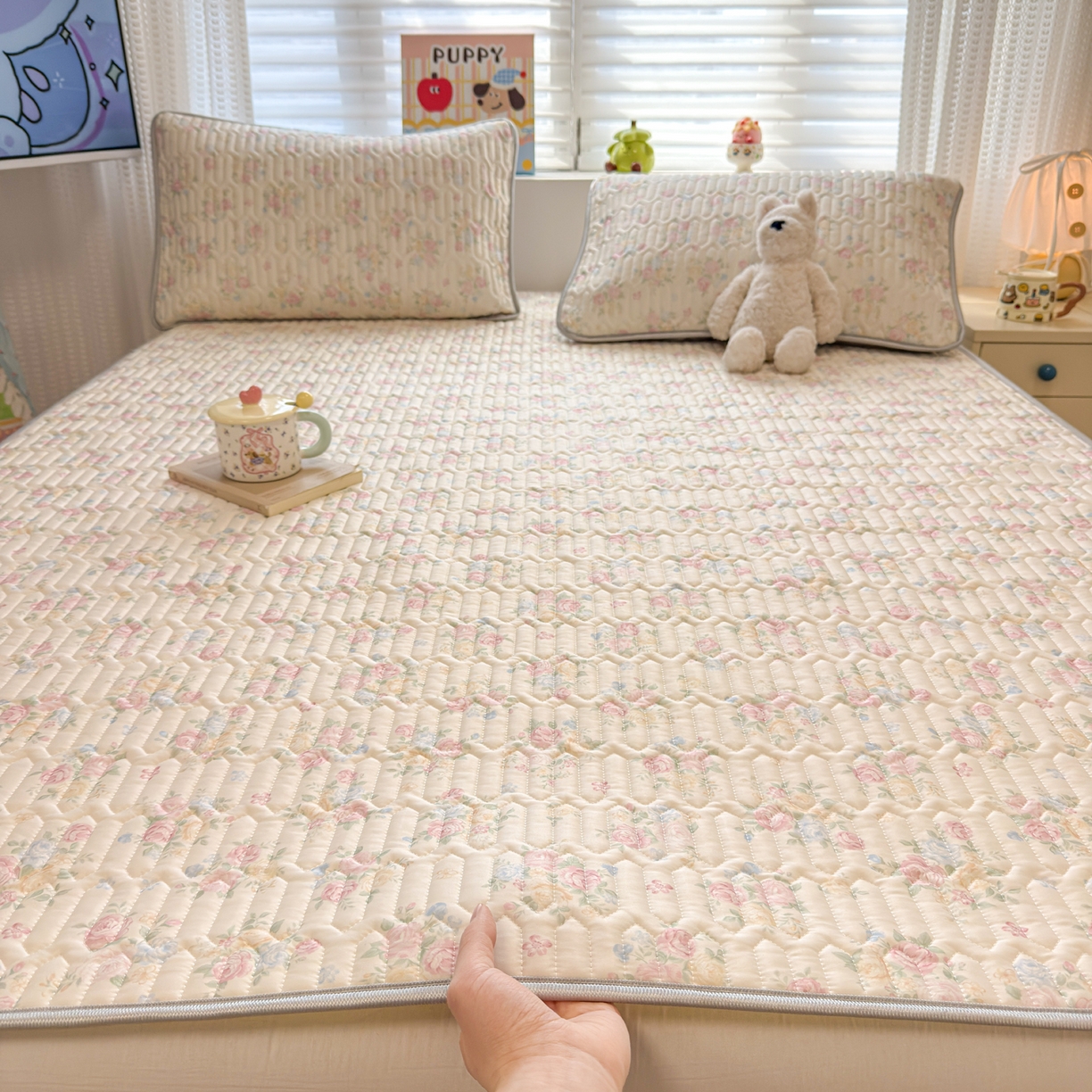 91家纺网 家纺一手货源 找家纺 慕尚家纺 2026新款乳胶凉席夏被空调被夏凉被套装组合 繁花