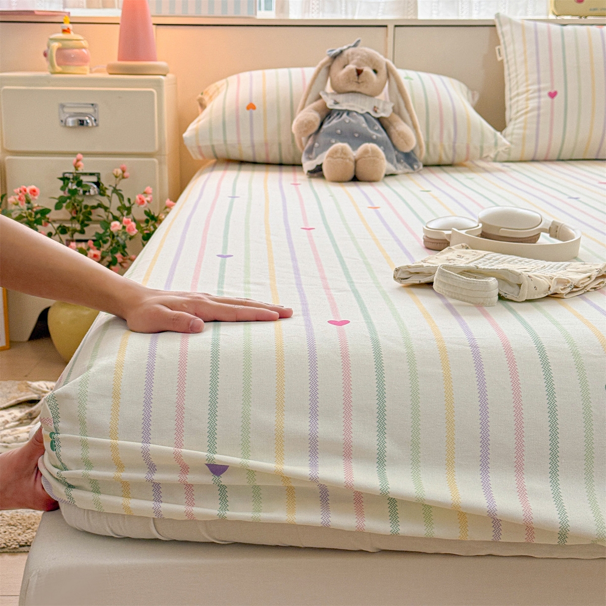 91家纺网 家纺一手货源 找家纺 （总）名兮家居 2026春夏新款A类全棉纯棉老粗布床笠 床笠单件