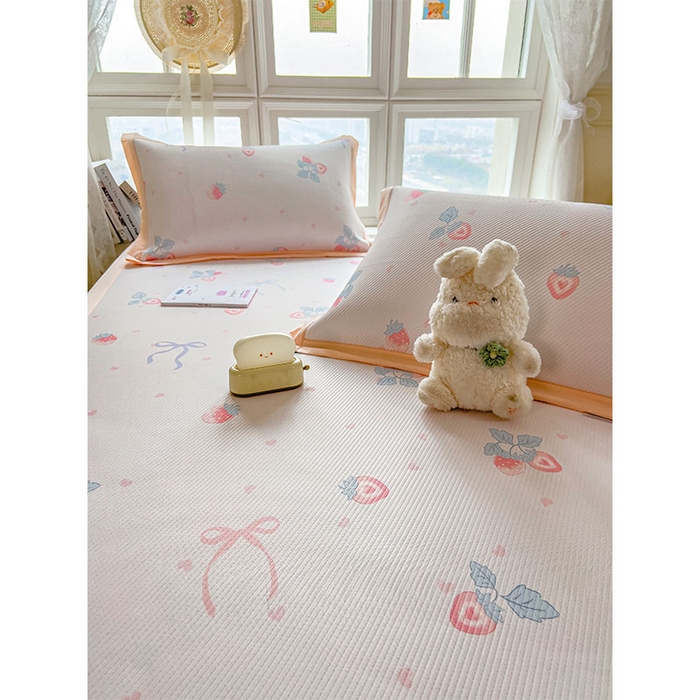 91家纺网 家纺一手货源 找家纺 （总）莱家富 2026新款夏季花卉冰丝床裙席单件夏天冰豆豆A类可机洗学生宿舍空调软席