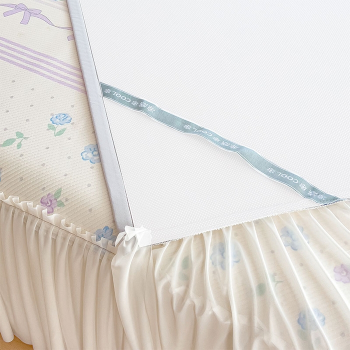 91家纺网 家纺一手货源 找家纺 莱家富 2026新款夏季花卉冰丝床裙席单件夏天冰豆豆A类可机洗学生宿舍空调软席 印花床裙席-田园之家