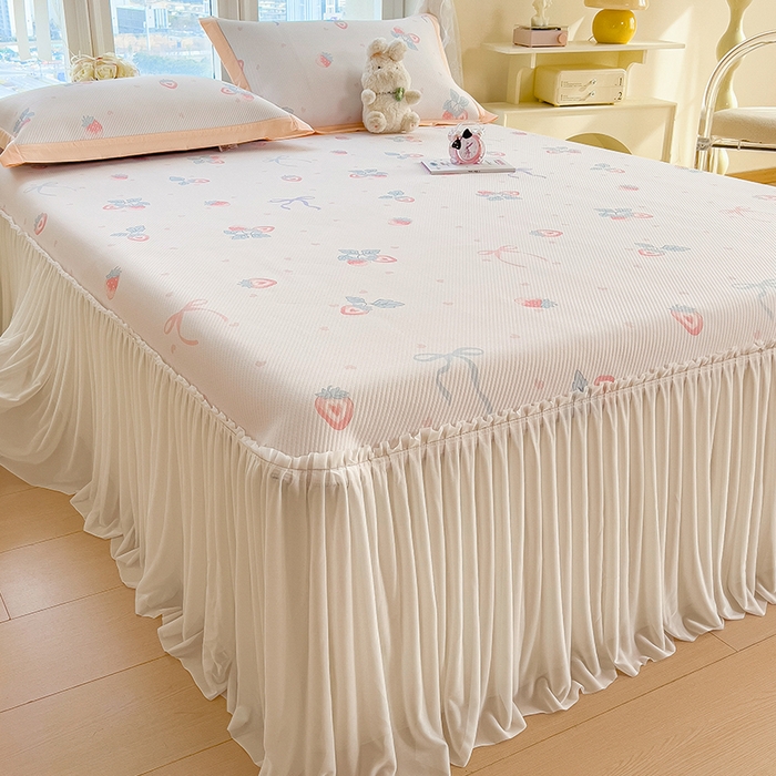 91家纺网 家纺一手货源 找家纺 （总）莱家富 2026新款夏季花卉冰丝床裙席单件夏天冰豆豆A类可机洗学生宿舍空调软席