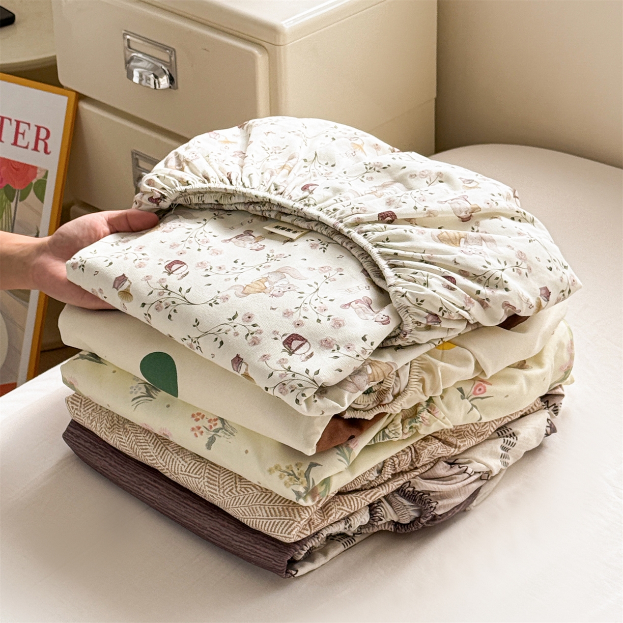 91家纺网 家纺一手货源 找家纺 名兮家居 2026春夏新款A类全棉纯棉老粗布床笠 床笠单件 组合图仅供展示不可下单