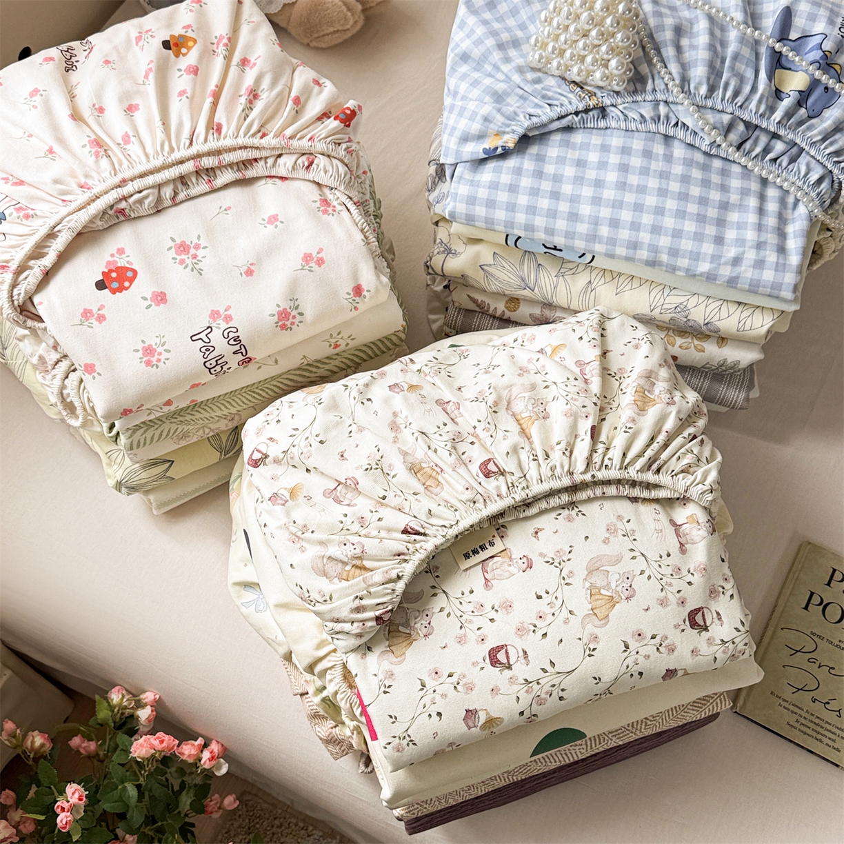 91家纺网 家纺一手货源 找家纺 名兮家居 2026春夏新款A类全棉纯棉老粗布床笠 床笠单件 组合图仅供展示不可下单