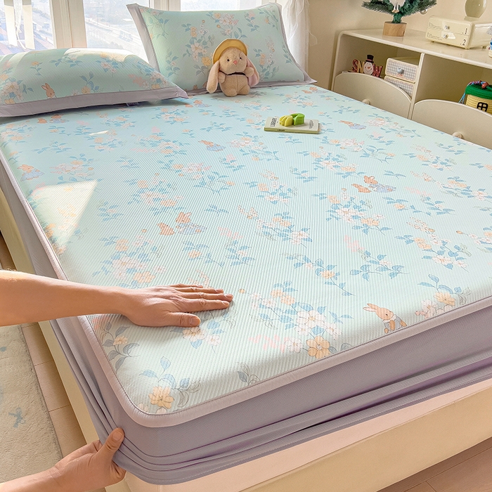 莱家富 2026新款夏季花卉冰丝床裙席单件夏天冰豆豆A类可机洗学生宿舍空调软席 印花床笠席-丛林小兔