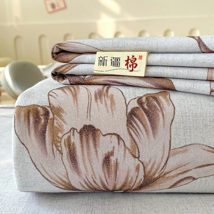 91家纺网 家纺一手货源 找家纺 棉乐町家居 2026春夏新款100%全棉纯棉老粗布床单凉席席子 繁苏