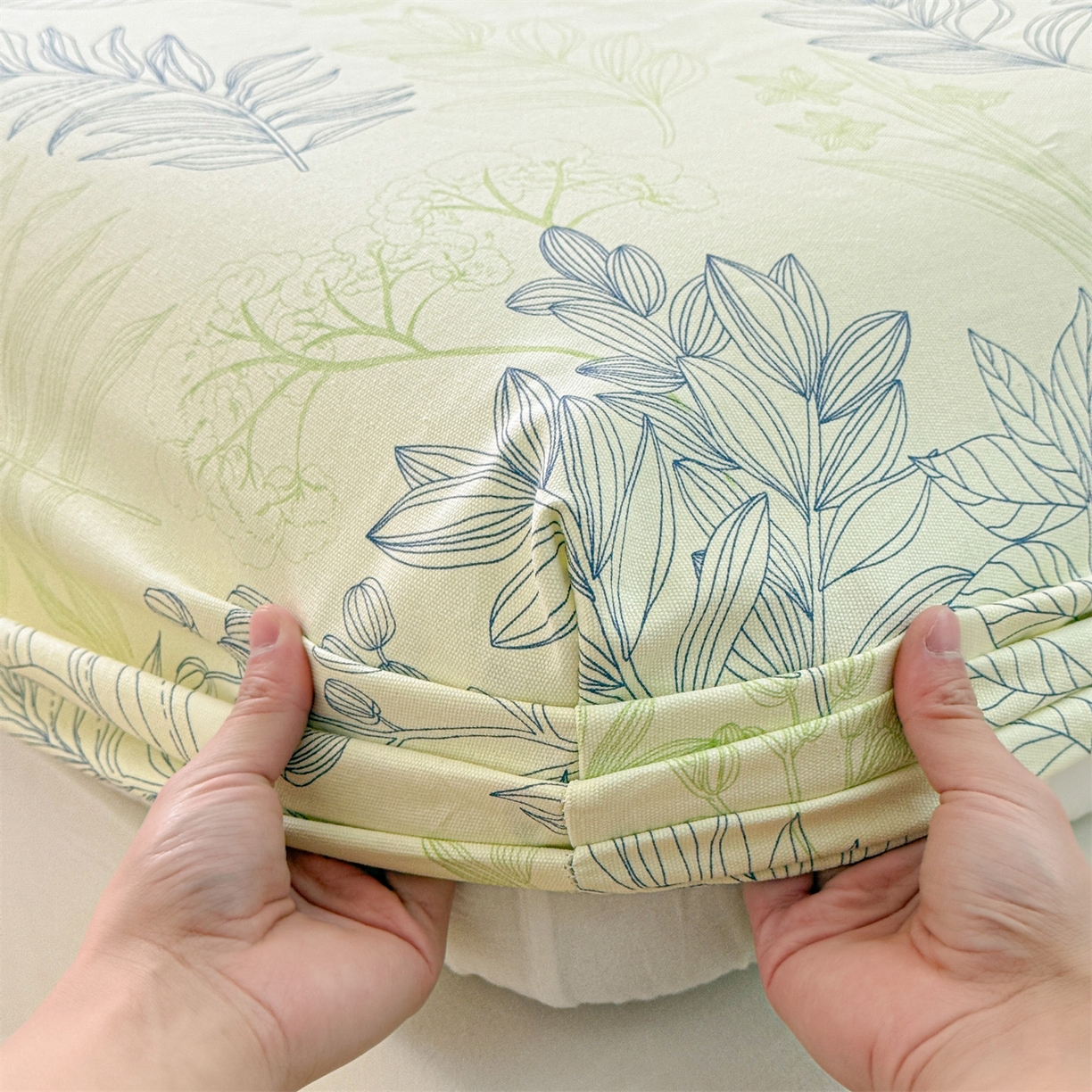 91家纺网 家纺一手货源 找家纺 名兮家居 2026春夏新款A类全棉纯棉老粗布床笠 床笠单件 繁花-绿