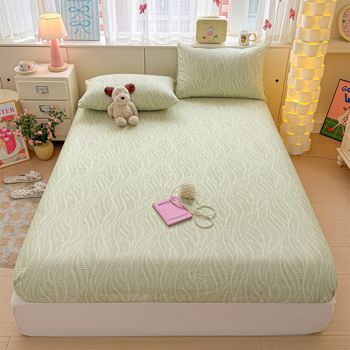 91家纺网 家纺一手货源 找家纺 名兮家居 2026春夏新款A类全棉纯棉老粗布床笠 床笠单件 海草