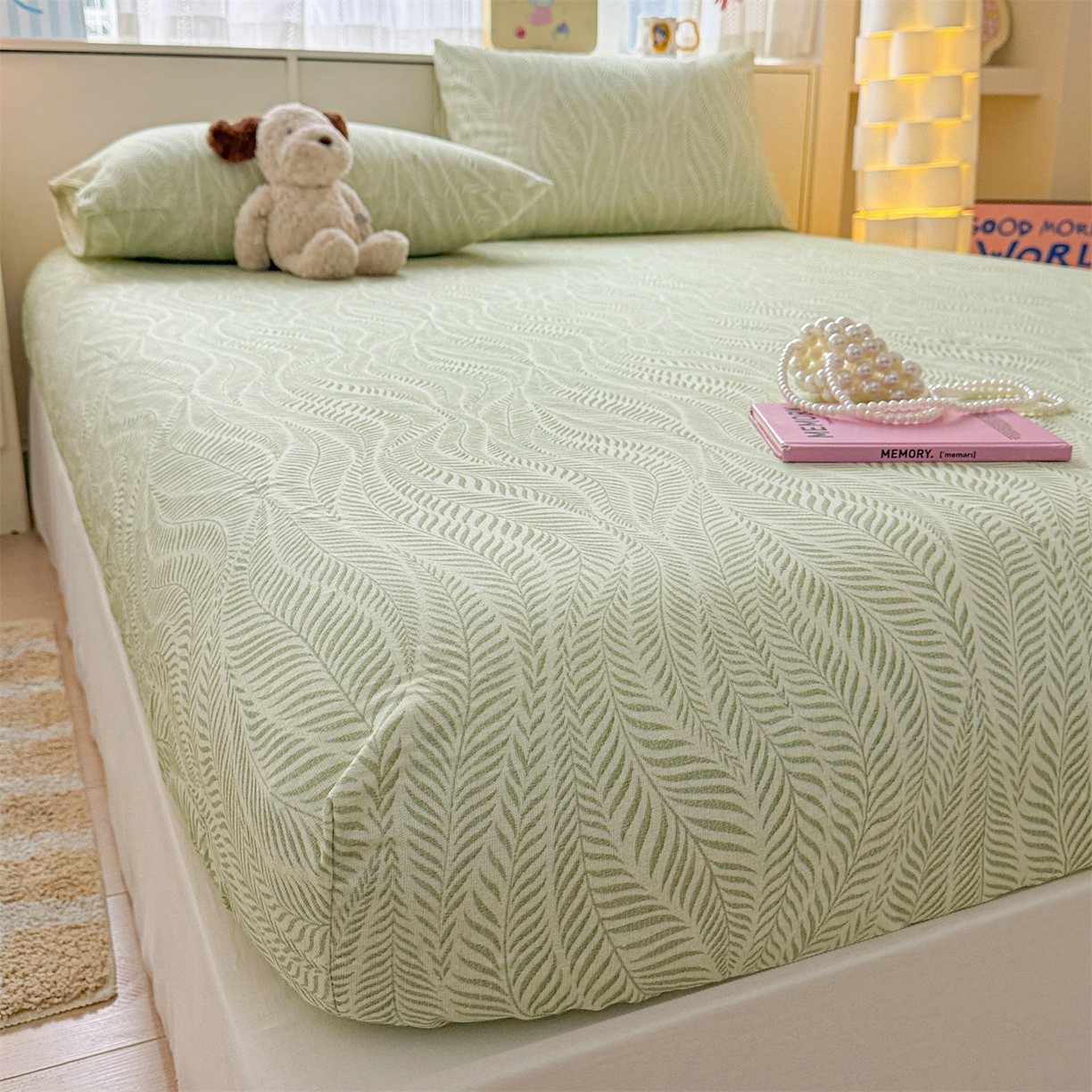 91家纺网 家纺一手货源 找家纺 名兮家居 2026春夏新款A类全棉纯棉老粗布床笠 床笠单件 海草