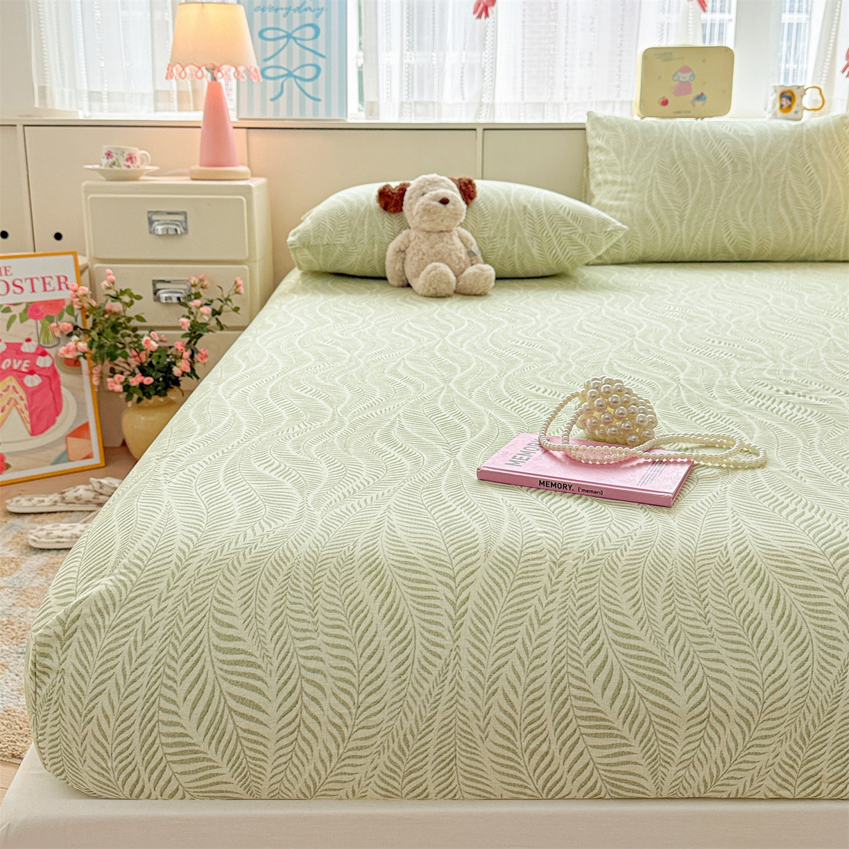 91家纺网 家纺一手货源 找家纺 名兮家居 2026春夏新款A类全棉纯棉老粗布床笠 床笠单件 海草