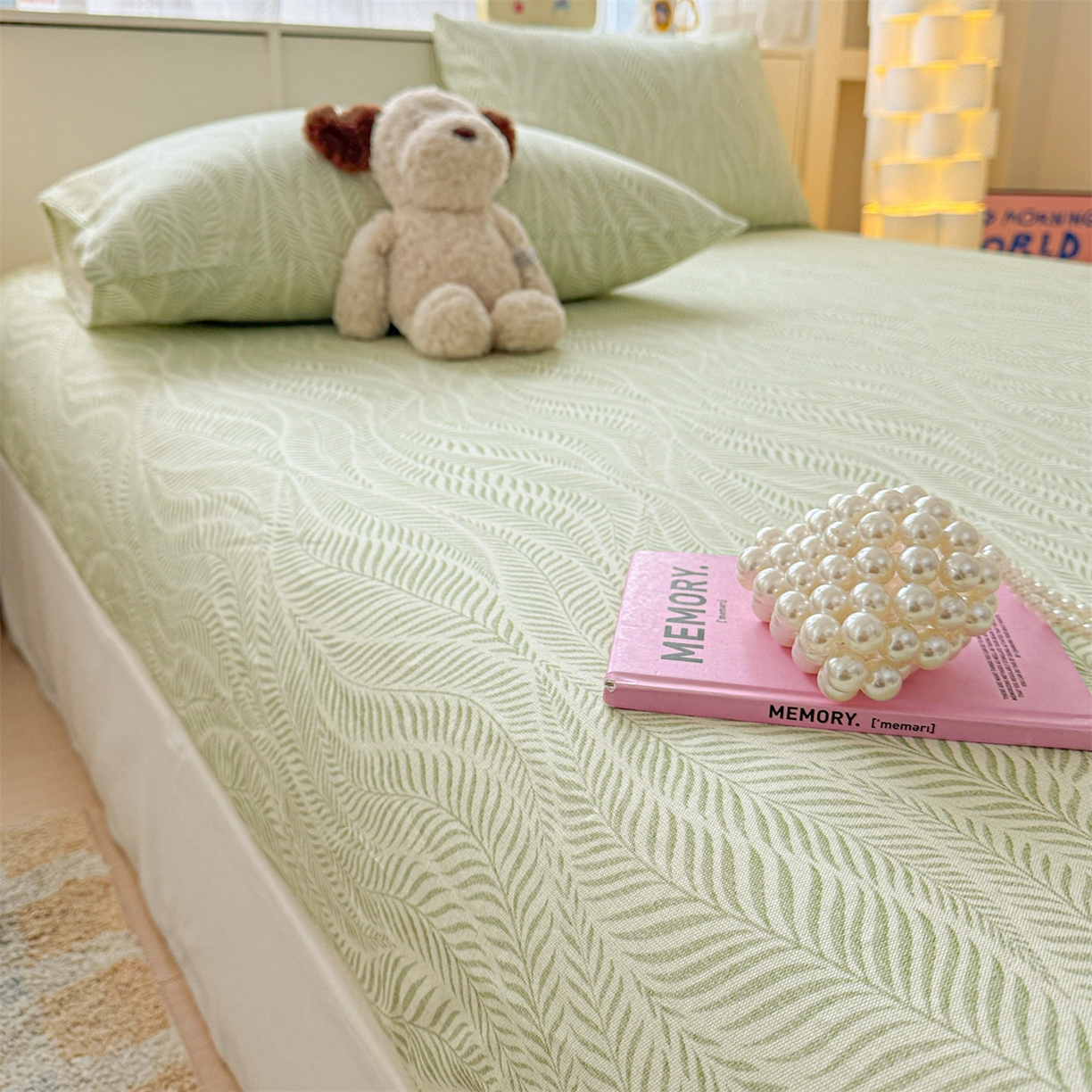 91家纺网 家纺一手货源 找家纺 名兮家居 2026春夏新款A类全棉纯棉老粗布床笠 床笠单件 海草