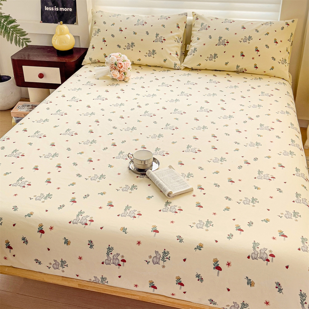 91家纺网 家纺一手货源 找家纺 名兮家居 2026春夏新款A类全棉纯棉老粗布床笠 床笠单件 花兔兔