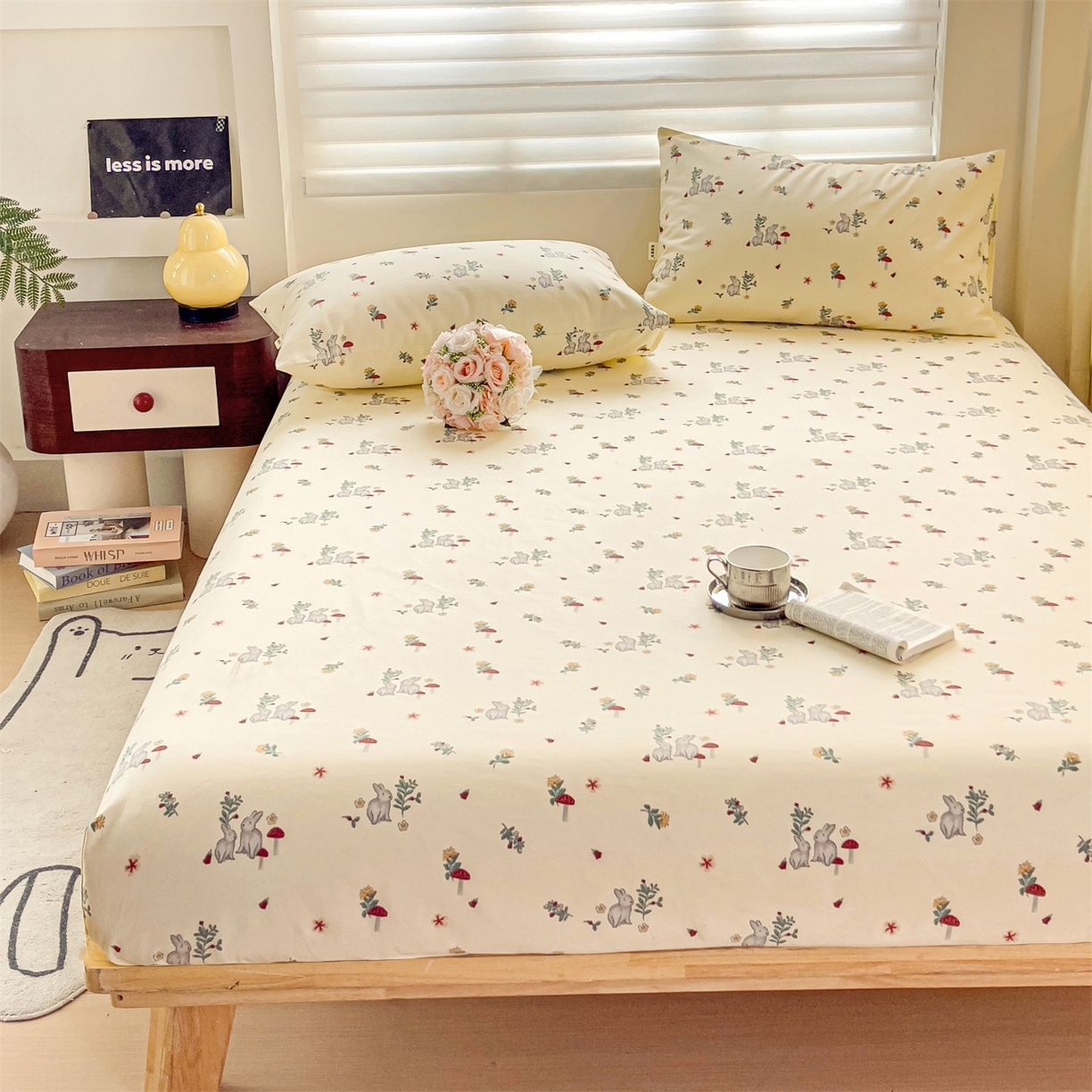 91家纺网 家纺一手货源 找家纺 名兮家居 2026春夏新款A类全棉纯棉老粗布床笠 床笠单件 花兔兔