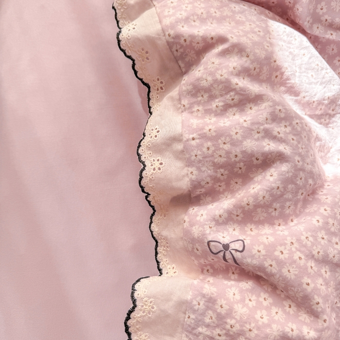 91家纺网 家纺一手货源 找家纺 梦忧草 2026新款春夏新款法式花边小清新四件套仿棉云感纱三件套单被套单件 梦华录