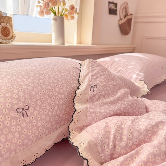 91家纺网 家纺一手货源 找家纺 梦忧草 2026新款春夏新款法式花边小清新四件套仿棉云感纱三件套单被套单件 梦华录