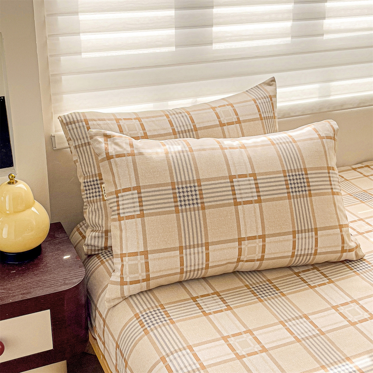 91家纺网 家纺一手货源 找家纺 名兮家居 2026春夏新款A类全棉纯棉老粗布床笠 床笠单件 简约格