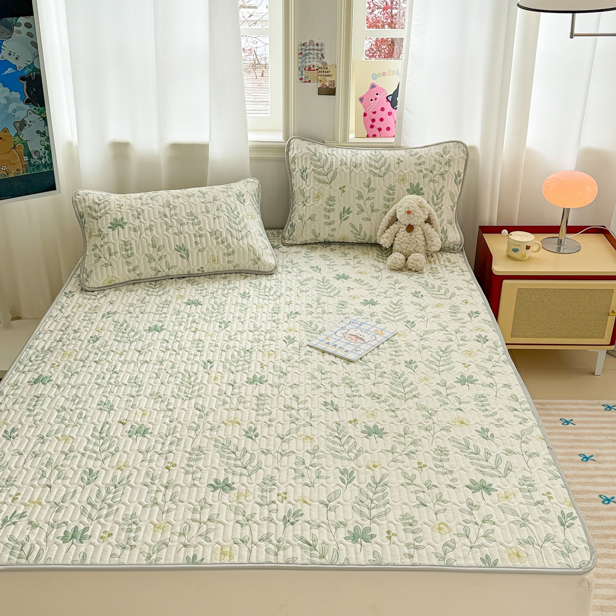 91家纺网 家纺一手货源 找家纺 慕尚家纺 2026新款乳胶凉席夏被空调被夏凉被套装组合 风信子