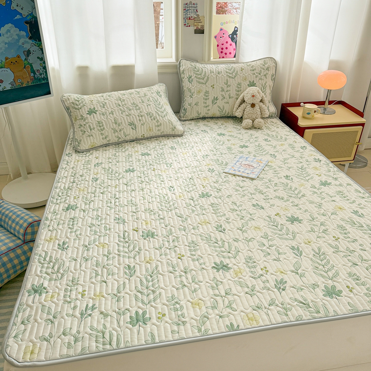 91家纺网 家纺一手货源 找家纺 慕尚家纺 2026新款乳胶凉席夏被空调被夏凉被套装组合 风信子