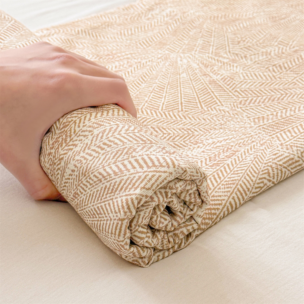 91家纺网 家纺一手货源 找家纺 名兮家居 2026春夏新款A类全棉纯棉老粗布床笠 床笠单件 麦浪织纹