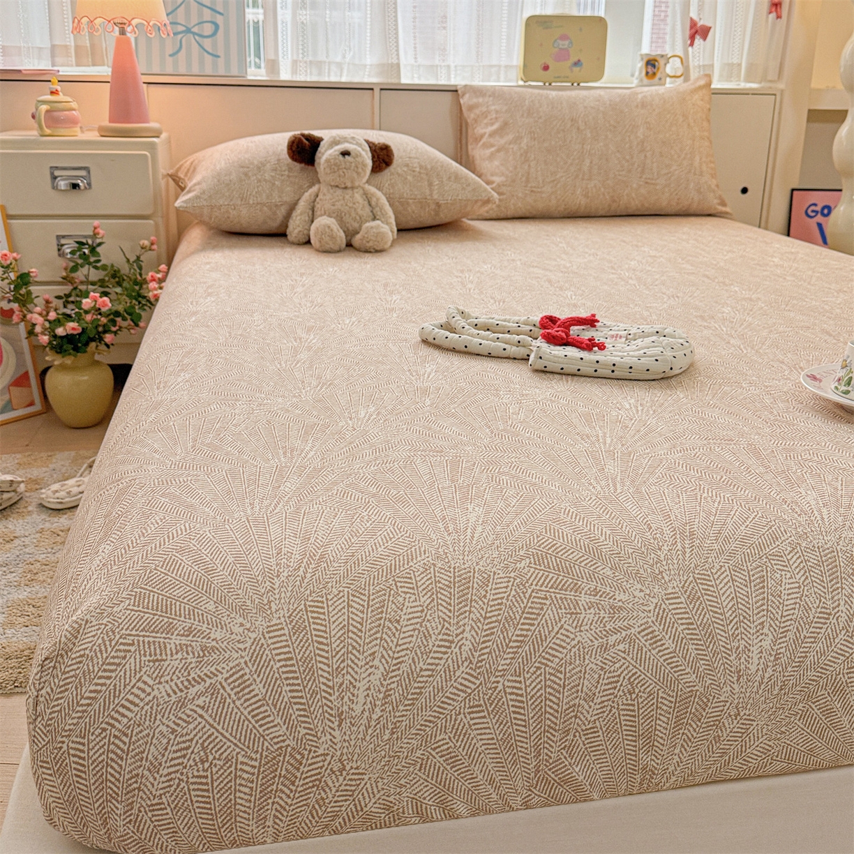 91家纺网 家纺一手货源 找家纺 名兮家居 2026春夏新款A类全棉纯棉老粗布床笠 床笠单件 麦浪织纹