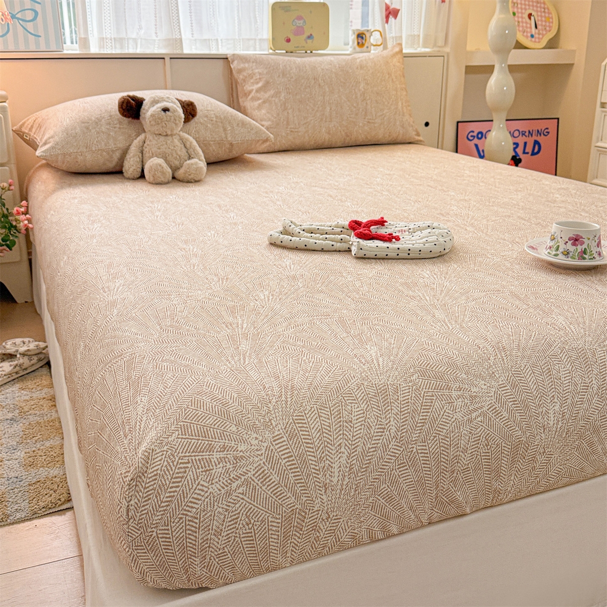 91家纺网 家纺一手货源 找家纺 名兮家居 2026春夏新款A类全棉纯棉老粗布床笠 床笠单件 麦浪织纹