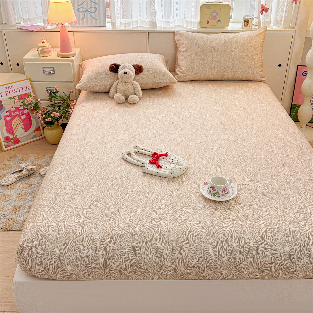 91家纺网 家纺一手货源 找家纺 名兮家居 2026春夏新款A类全棉纯棉老粗布床笠 床笠单件 麦浪织纹