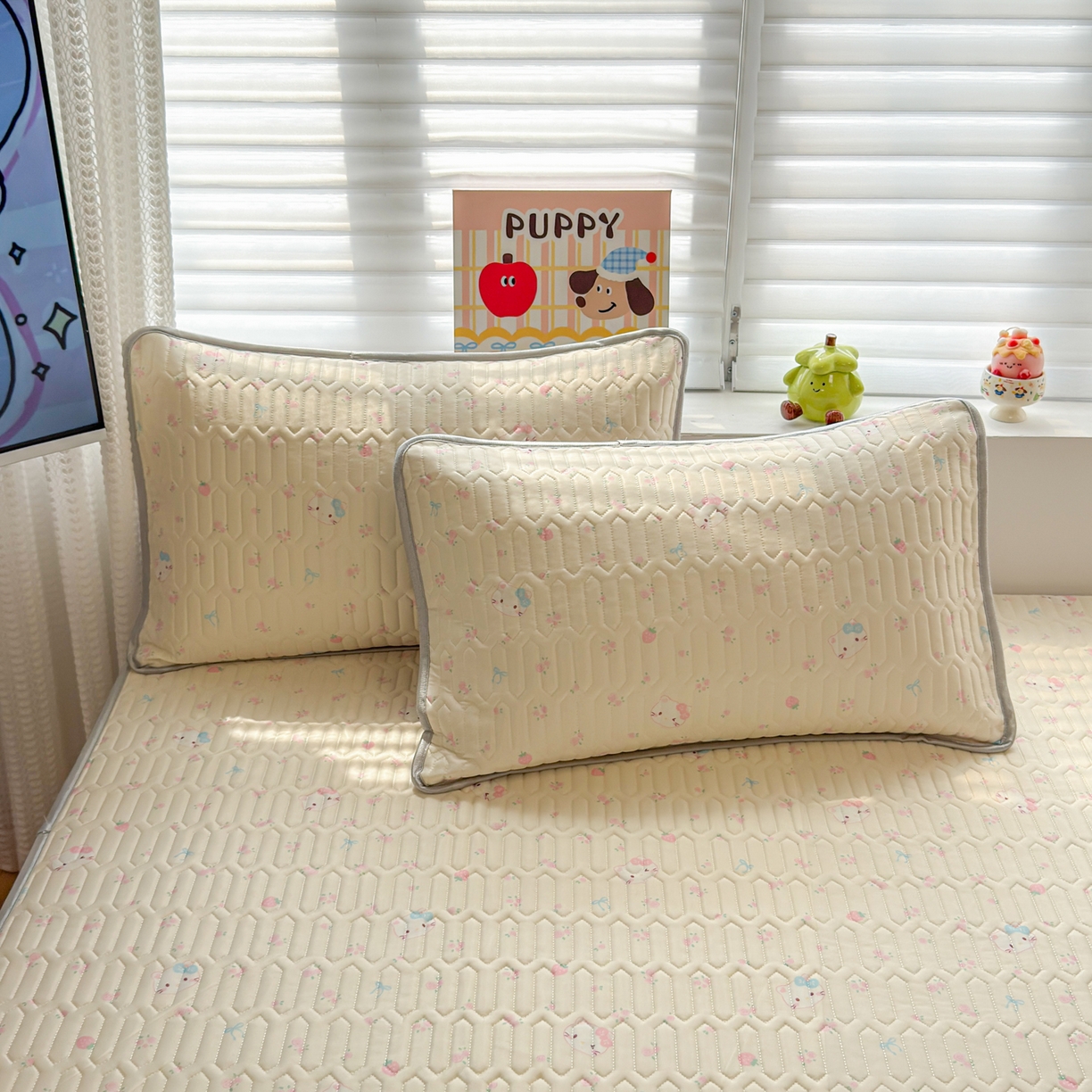 91家纺网 家纺一手货源 找家纺 慕尚家纺 2026新款乳胶凉席夏被空调被夏凉被套装组合 可爱kt