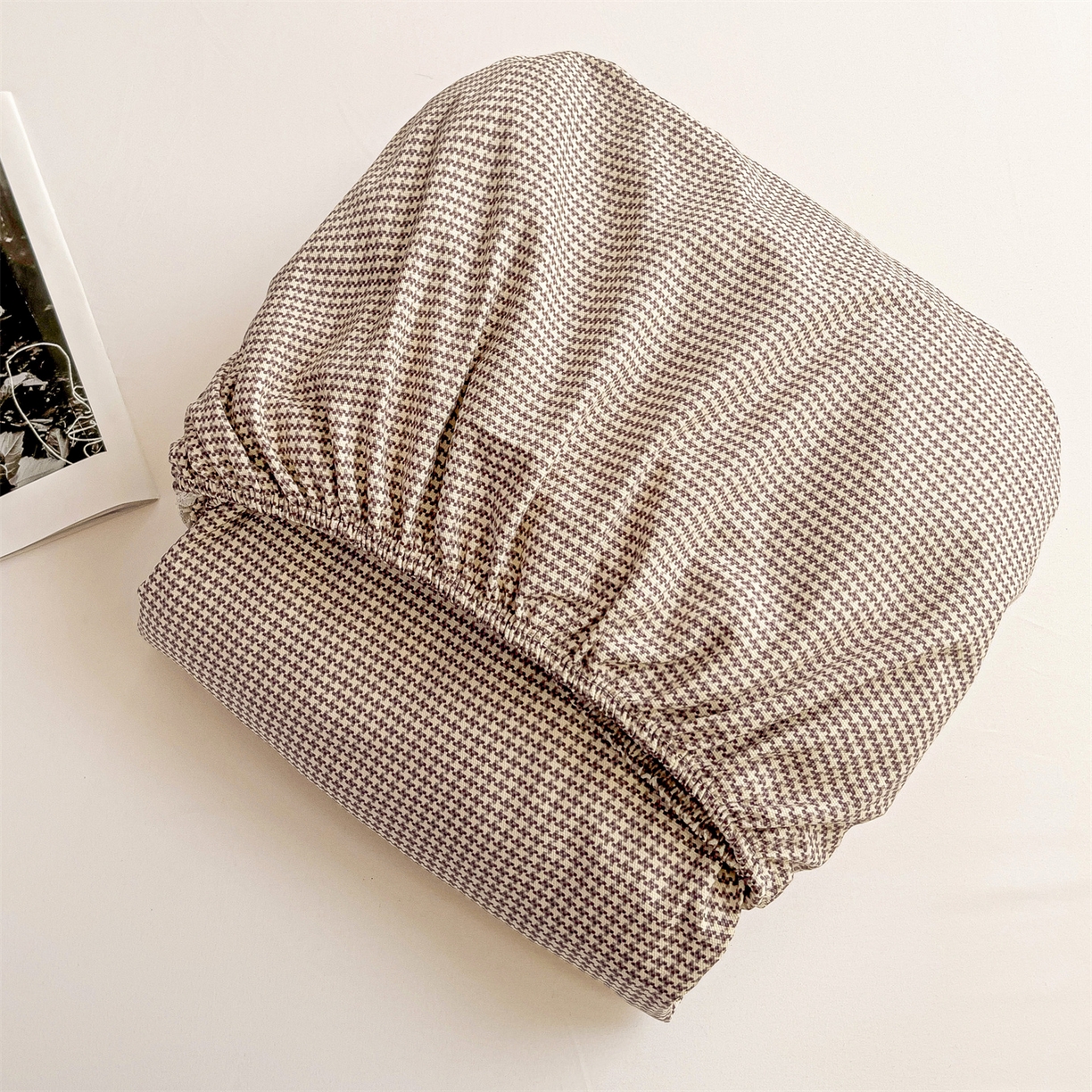 91家纺网 家纺一手货源 找家纺 名兮家居 2026春夏新款A类全棉纯棉老粗布床笠 床笠单件 千鸟格