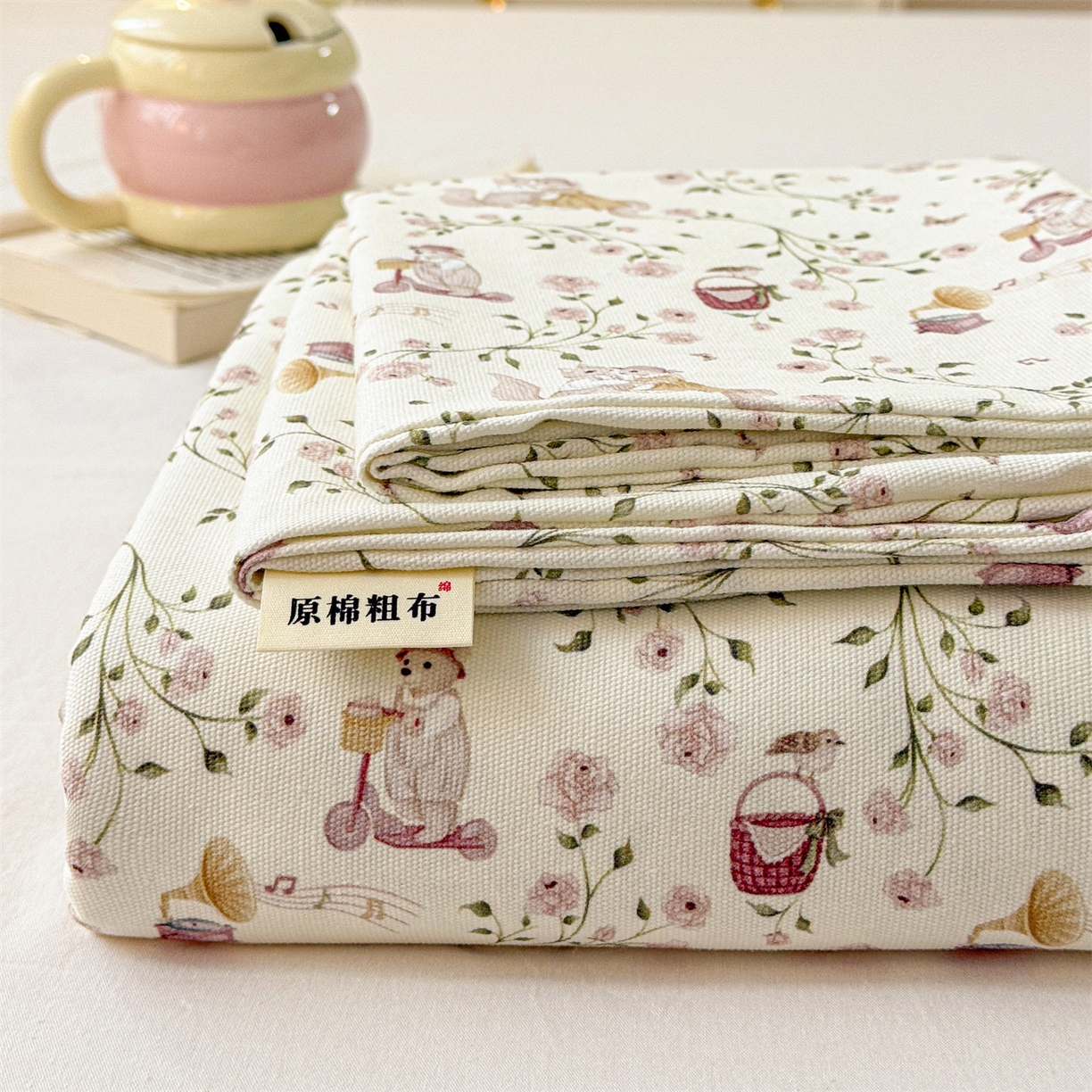 91家纺网 家纺一手货源 找家纺 名兮家居 2026春夏新款A类全棉纯棉老粗布床笠 床笠单件 森林舞会