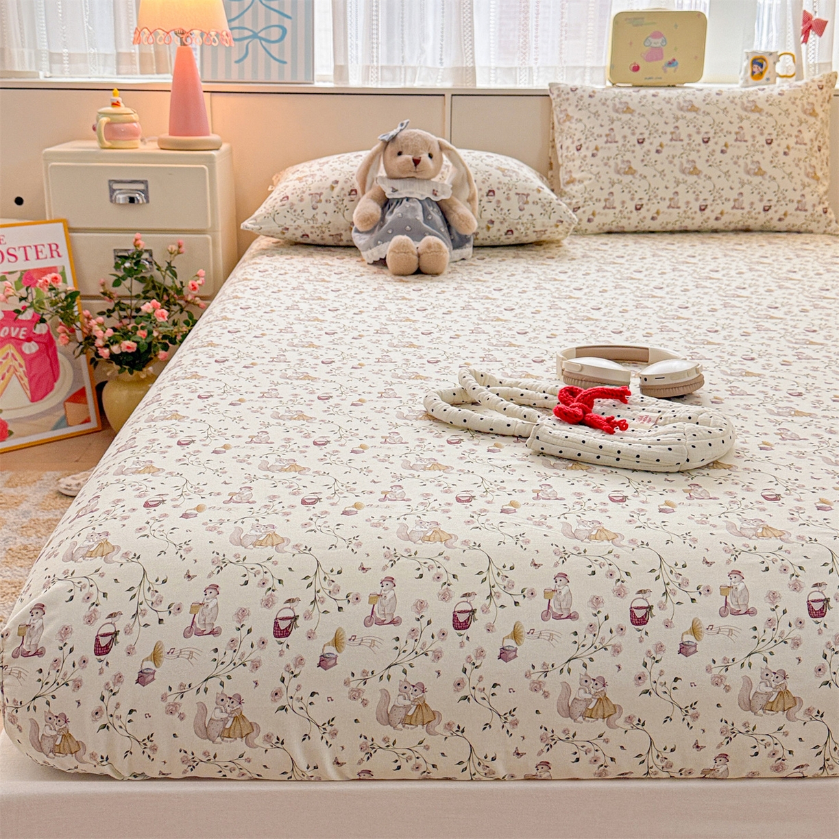 91家纺网 家纺一手货源 找家纺 名兮家居 2026春夏新款A类全棉纯棉老粗布床笠 床笠单件 森林舞会